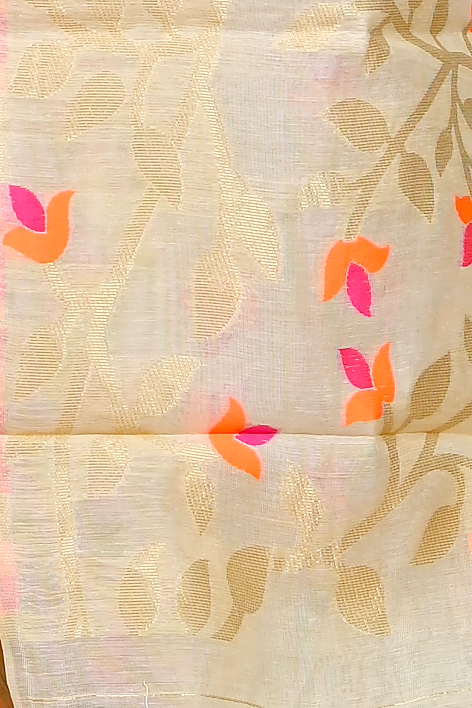 Off White Cotton Silk Parmix Hand Loom Saree (391)